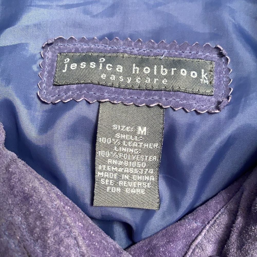 Jessica Holbrook leather jacket easycare button down front collared size Medium - Picture 9 of 12